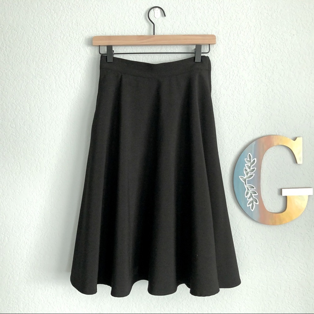 Black “Just This Sway A-Line” ModCloth Midi Skirt